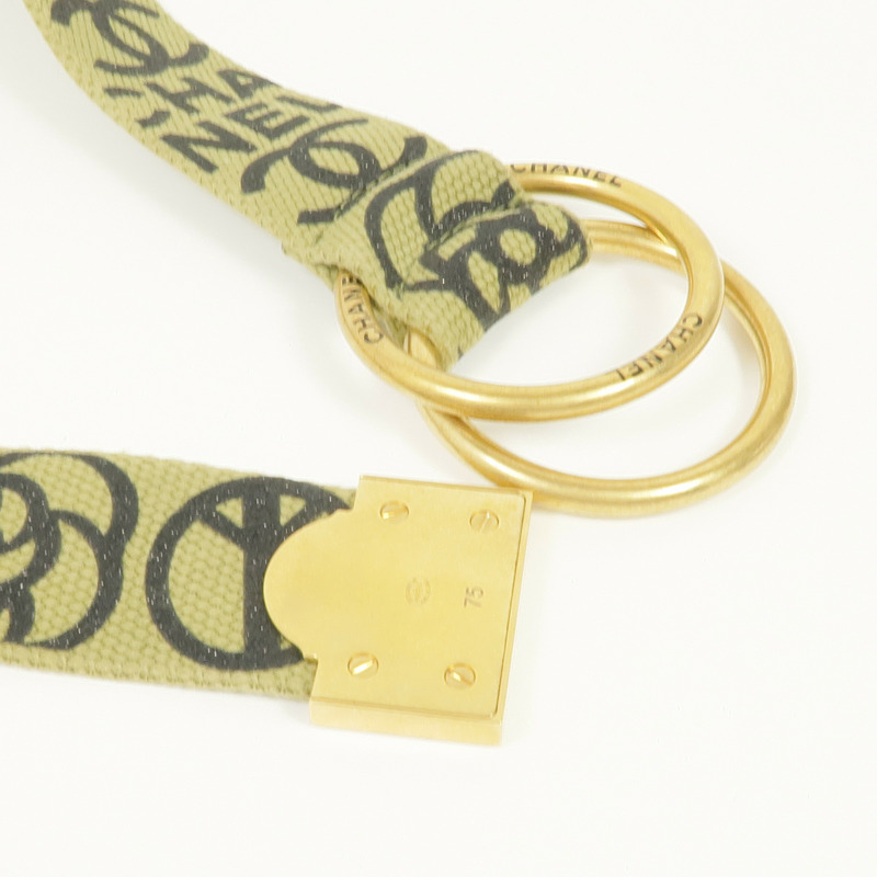 CHANEL 帆布Belt金扣皮帶-5