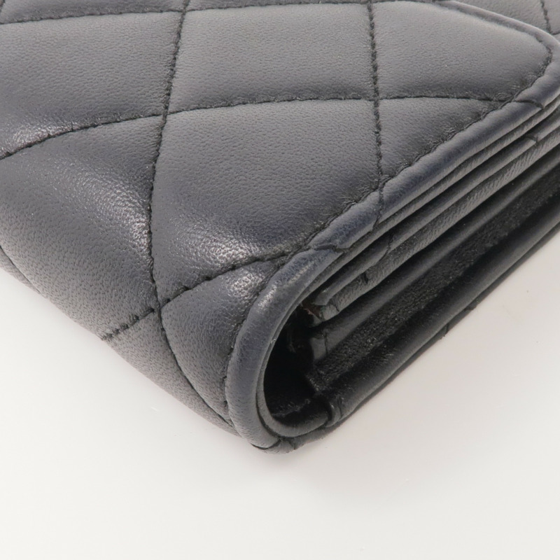 CHANEL 羊皮皮革Long Wallet金扣長錢包-9