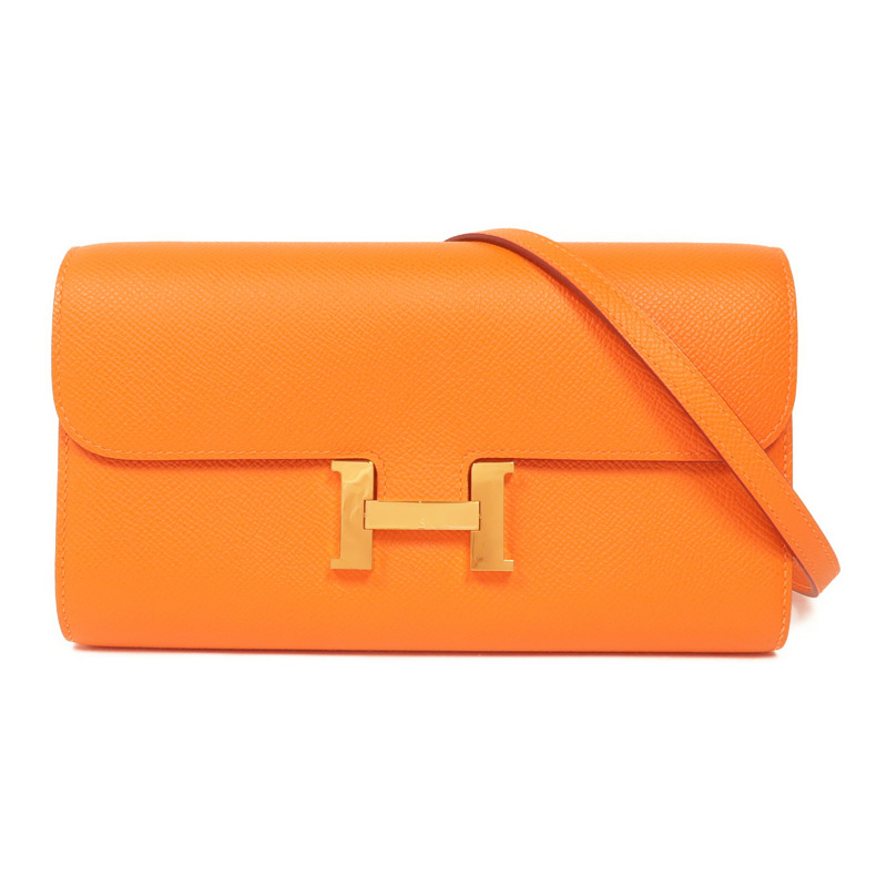 HERMES Epsom皮革Cosntance To Go金扣肩背袋Orange-0