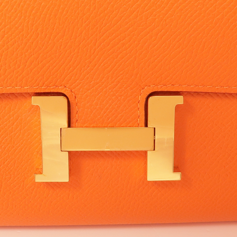 HERMES Epsom皮革Cosntance To Go金扣肩背袋Orange-8