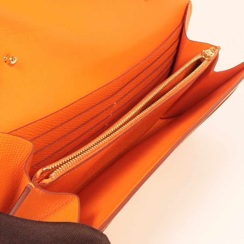 HERMES Epsom皮革Cosntance To Go金扣肩背袋Orange-9