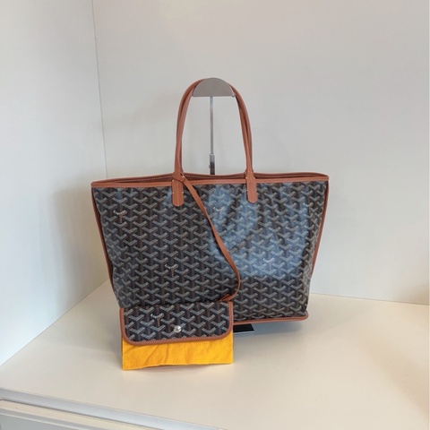【99新🆕】Goyard 雙面雙色 內里全皮 棕色焦糖色老花 子母 中號 購物袋 托特包 手提包 單肩包
