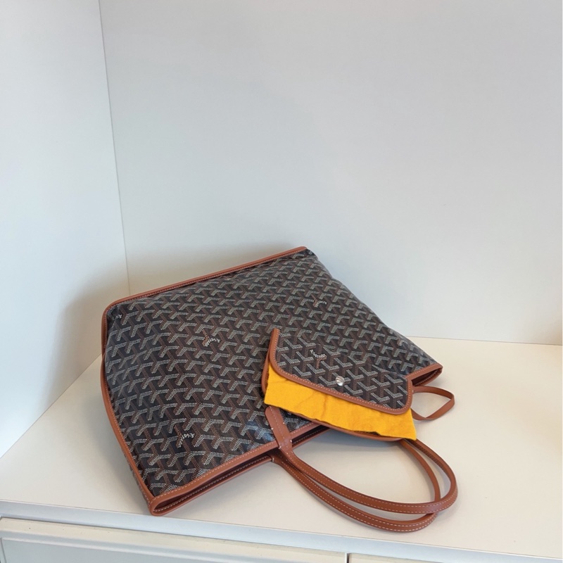 【99新🆕】Goyard 雙面雙色 內里全皮 棕色焦糖色老花 子母 中號 購物袋 托特包 手提包 單肩包-3