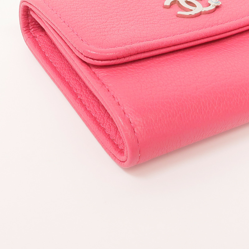 CHANEL 牛皮皮革Wallet銀扣錢包-7