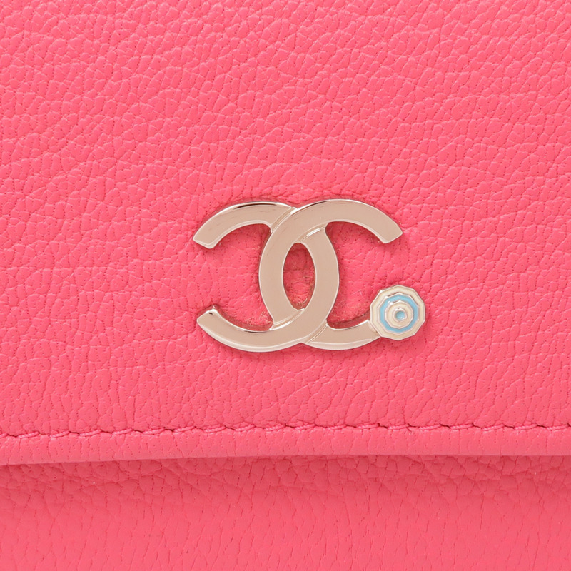 CHANEL 牛皮皮革Wallet銀扣錢包-10