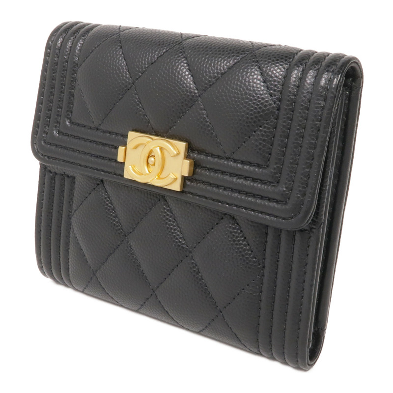 CHANEL 牛皮皮革Boy Wallet金扣錢包-2