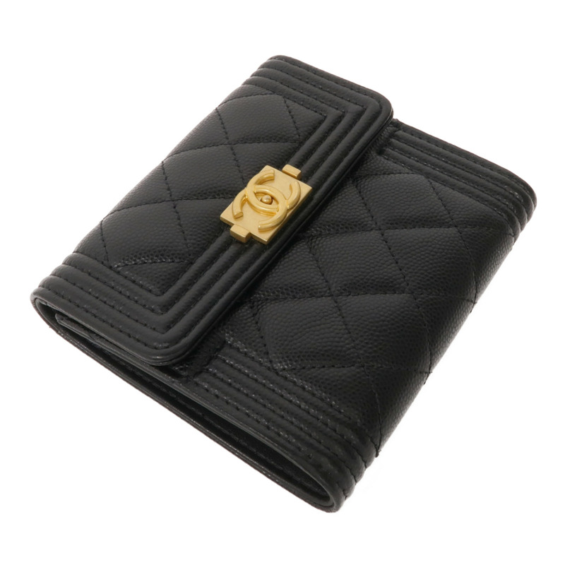 CHANEL 牛皮皮革Boy Wallet金扣錢包-3