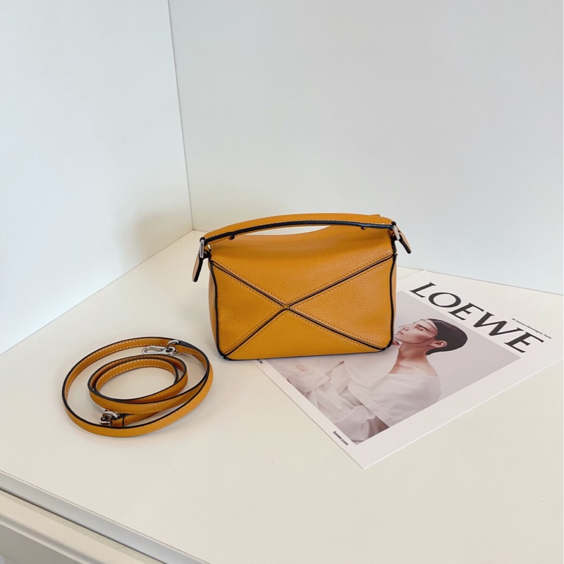 【99閒置🆕】Loewe mini puzzle荔枝皮 黃棕色 迷你幾何包手提包 斜挎包 單肩包-3
