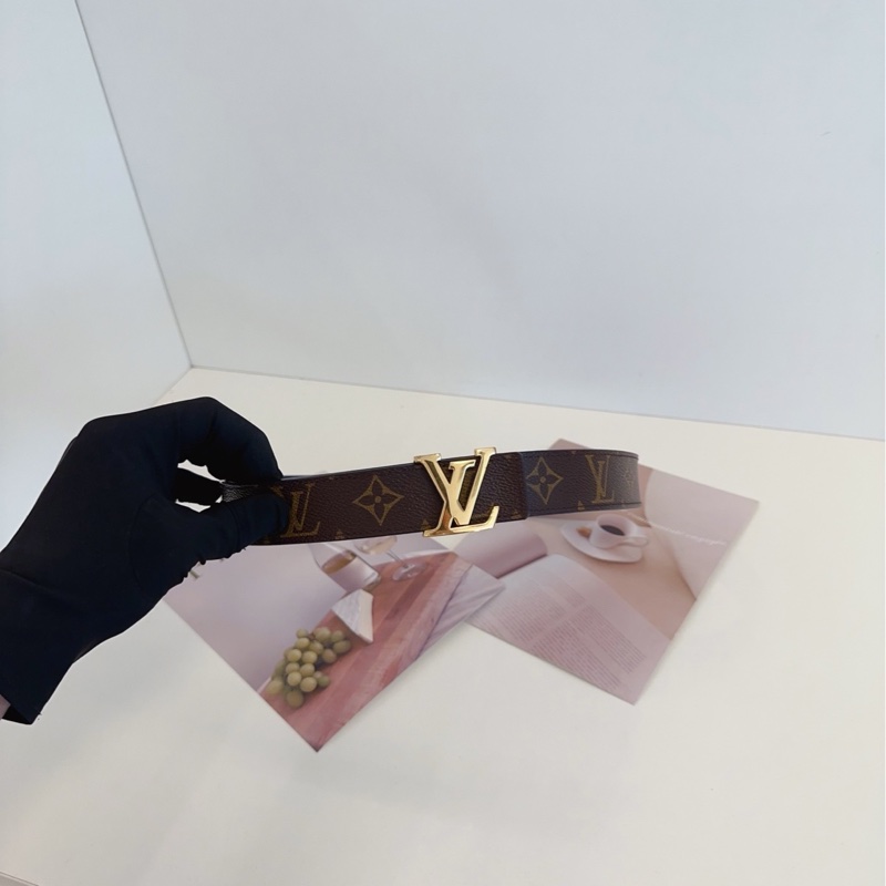 【98新🆕】LV 老花拼深藍色 經典logo金扣 雙面腰帶皮帶-6
