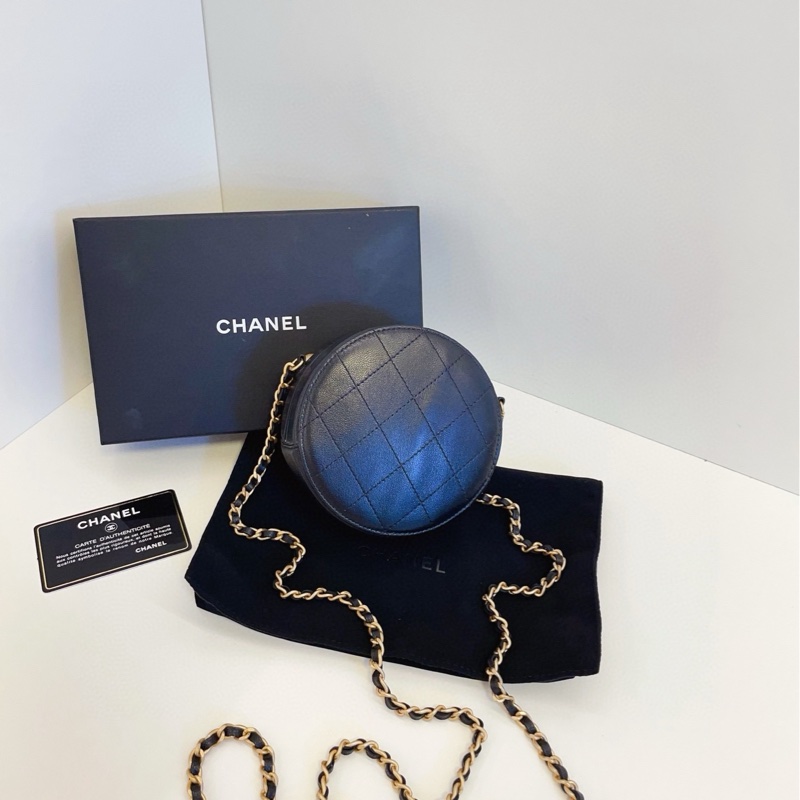 【99新閒置🆕】Chanel 黑金珍珠小圓餅鏈條包 手提包 斜挎包 單肩包-1