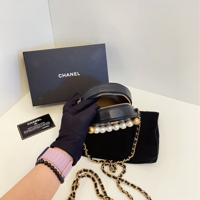 【99新閒置🆕】Chanel 黑金珍珠小圓餅鏈條包 手提包 斜挎包 單肩包-7
