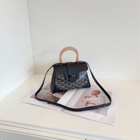【98+新🆕】Goyard 黑色老花mini saigon木柄西貢包手提包 斜挎包 單肩包