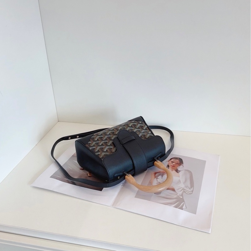 【98+新🆕】Goyard 黑色老花mini saigon木柄西貢包手提包 斜挎包 單肩包-3