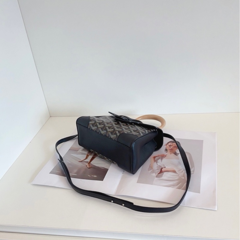 【98+新🆕】Goyard 黑色老花mini saigon木柄西貢包手提包 斜挎包 單肩包-5