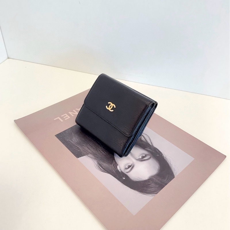 【98新🆕】Chanel 黑金 三折雙層 短款錢包 卡包 錢夾-2