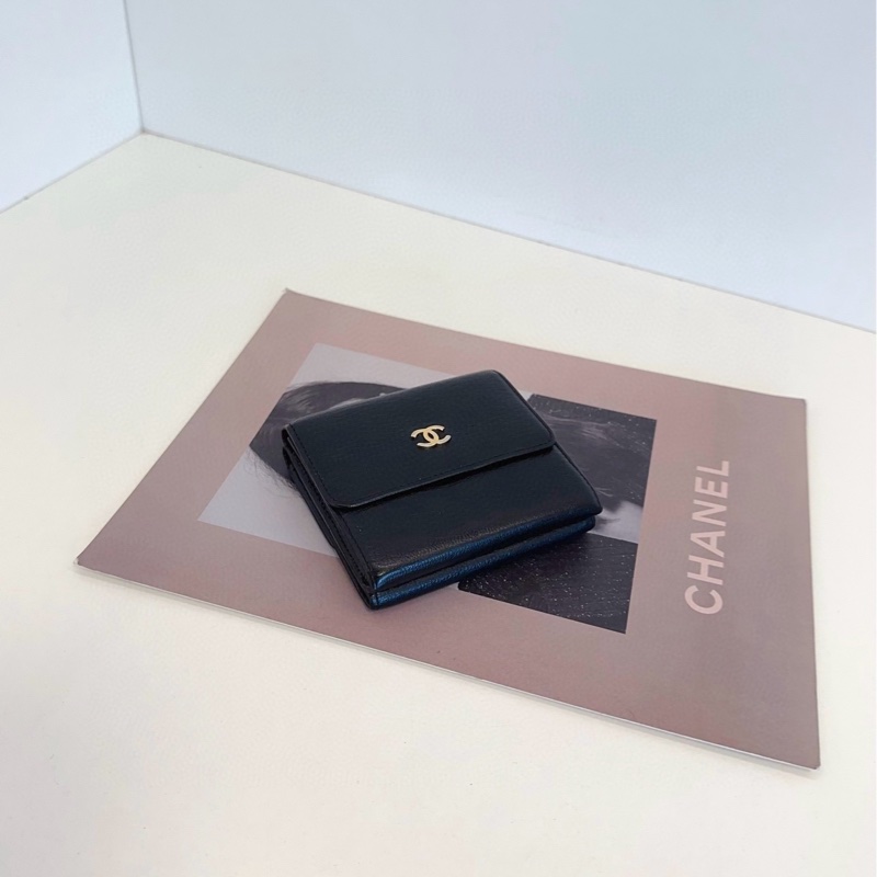 【98新🆕】Chanel 黑金 三折雙層 短款錢包 卡包 錢夾-4