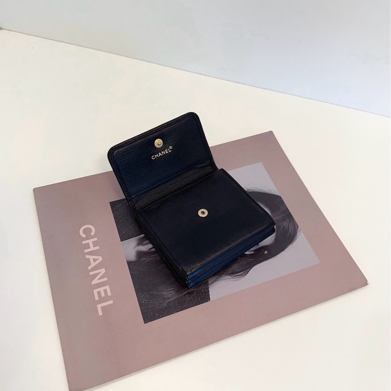 【98新🆕】Chanel 黑金 三折雙層 短款錢包 卡包 錢夾-5