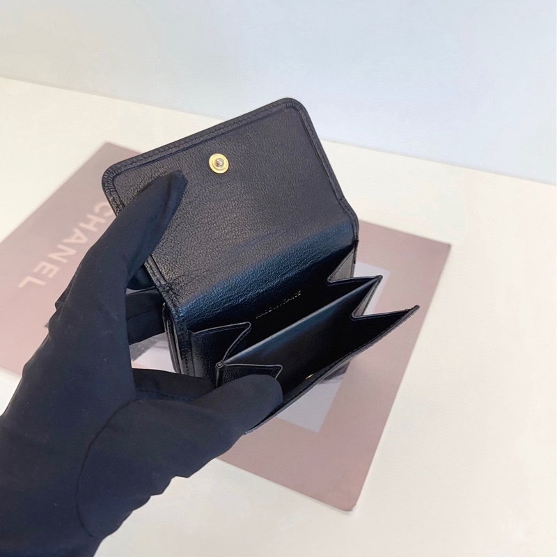【98新🆕】Chanel 黑金 三折雙層 短款錢包 卡包 錢夾-6