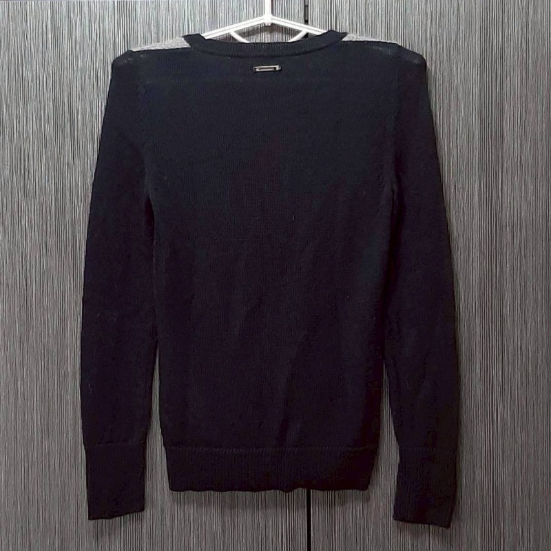 （日本製MIJ）BURBERRY 博柏利 LONDON 女菱格紋混羊毛長袖針織毛衣1號-1