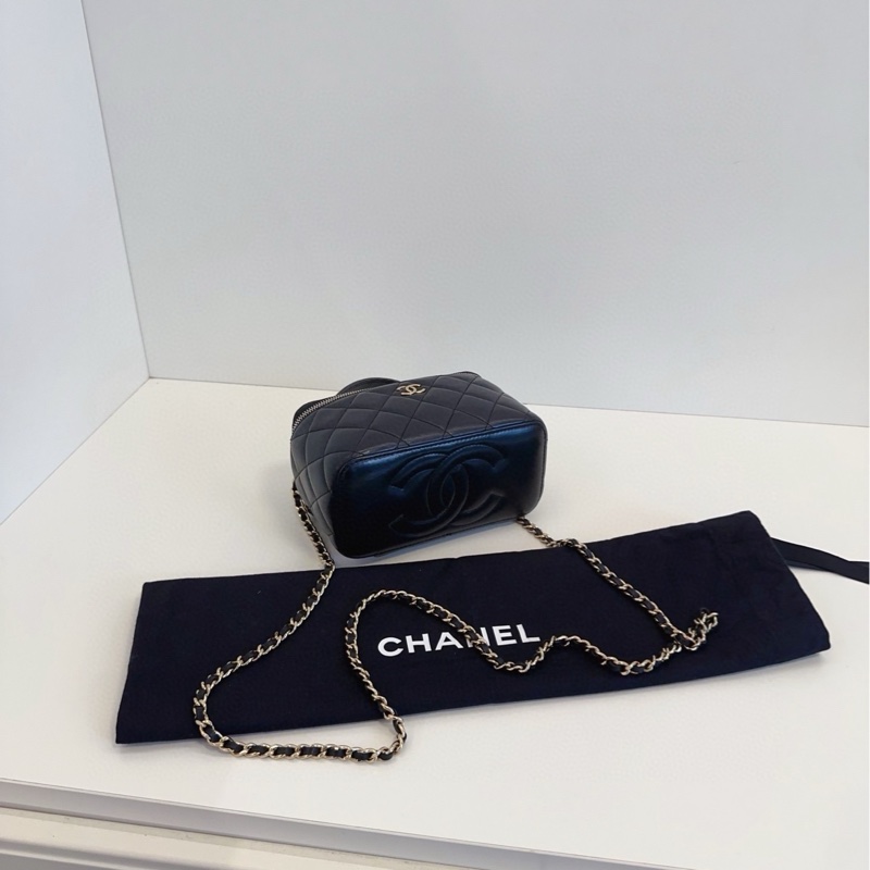 【98新🆕】Chanel 黑金帶鏡子 長盒子鏈條包手提包 斜挎包 單肩包-4