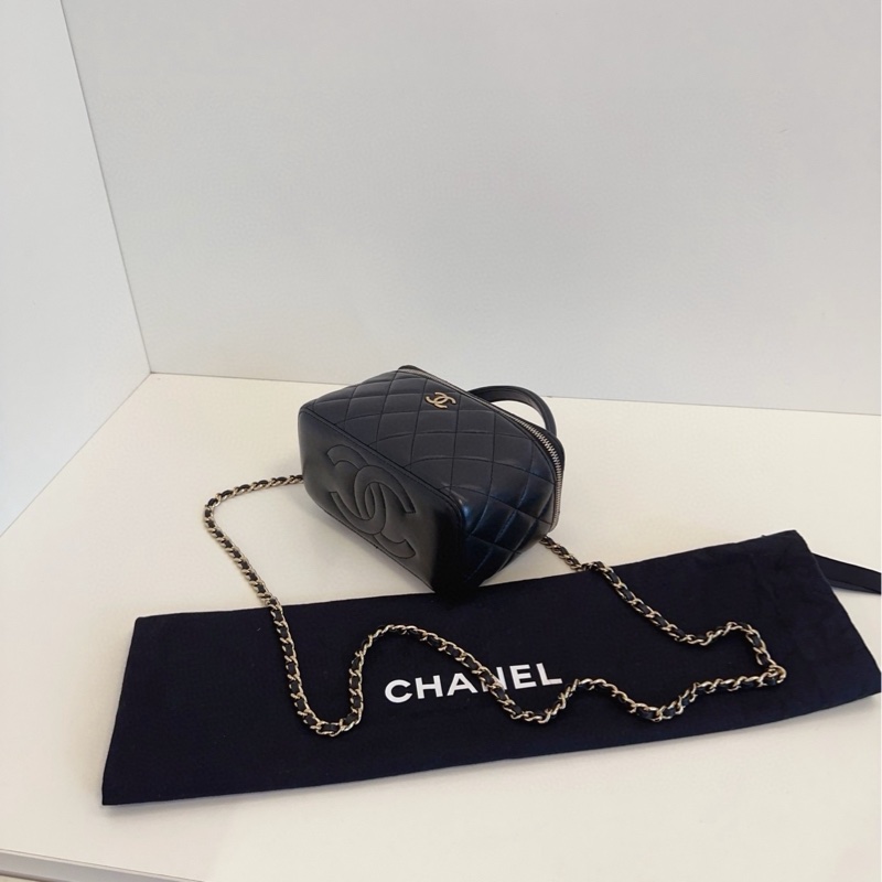 【98新🆕】Chanel 黑金帶鏡子 長盒子鏈條包手提包 斜挎包 單肩包-5