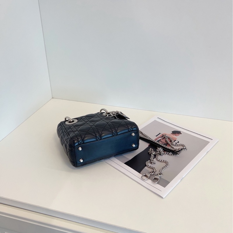 【98新🆕】Dior 黑銀三格戴妃包手提包 斜挎包 單肩包-4
