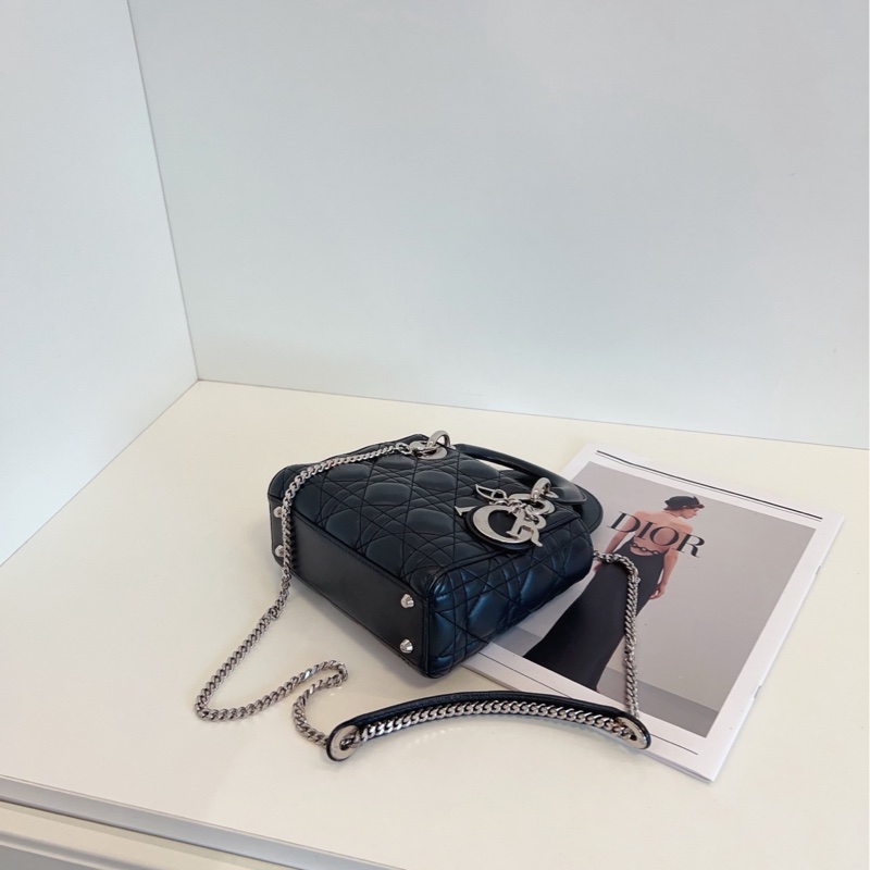 【98新🆕】Dior 黑銀三格戴妃包手提包 斜挎包 單肩包-6