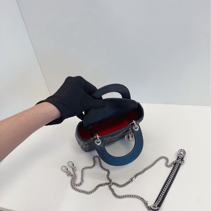 【98新🆕】Dior 黑銀三格戴妃包手提包 斜挎包 單肩包-7