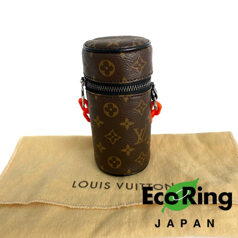 ☆ Louis Vuitton 路易威登 Brown Coated Canvas Monogram Barrel Pouch M00966 啡色塗層帆布經典老花小袋 - 257021473-0