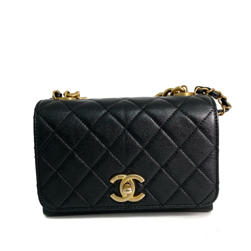 △ Chanel 香奈兒 Black Lambskin Gold Tone Metal Chain 2 Way Bag AS2638 黑色小羊皮金色金屬鎖鏈兩用袋 - 257021017-1