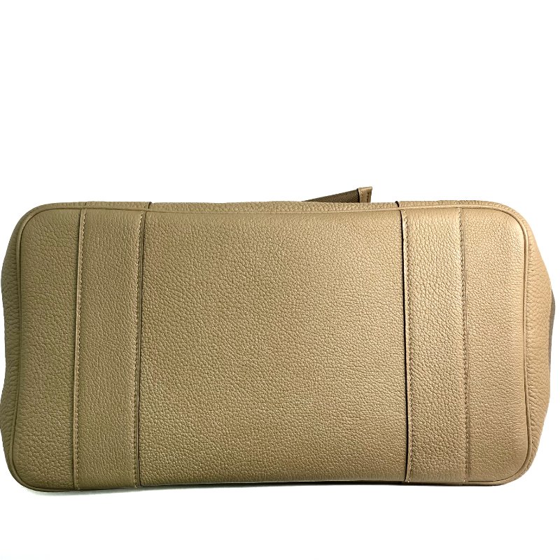 △ Hermes 愛馬仕 Beige Canvas Palladium Plated Metal Garden Party Pockets Vertical Tote Bag Stamp W 淺褐色帆布鍍鈀金屬托特袋W刻 - 257021387-4