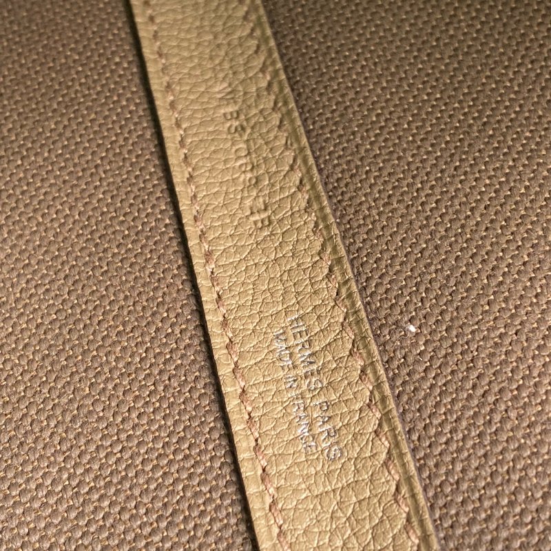 △ Hermes 愛馬仕 Beige Canvas Palladium Plated Metal Garden Party Pockets Vertical Tote Bag Stamp W 淺褐色帆布鍍鈀金屬托特袋W刻 - 257021387-16