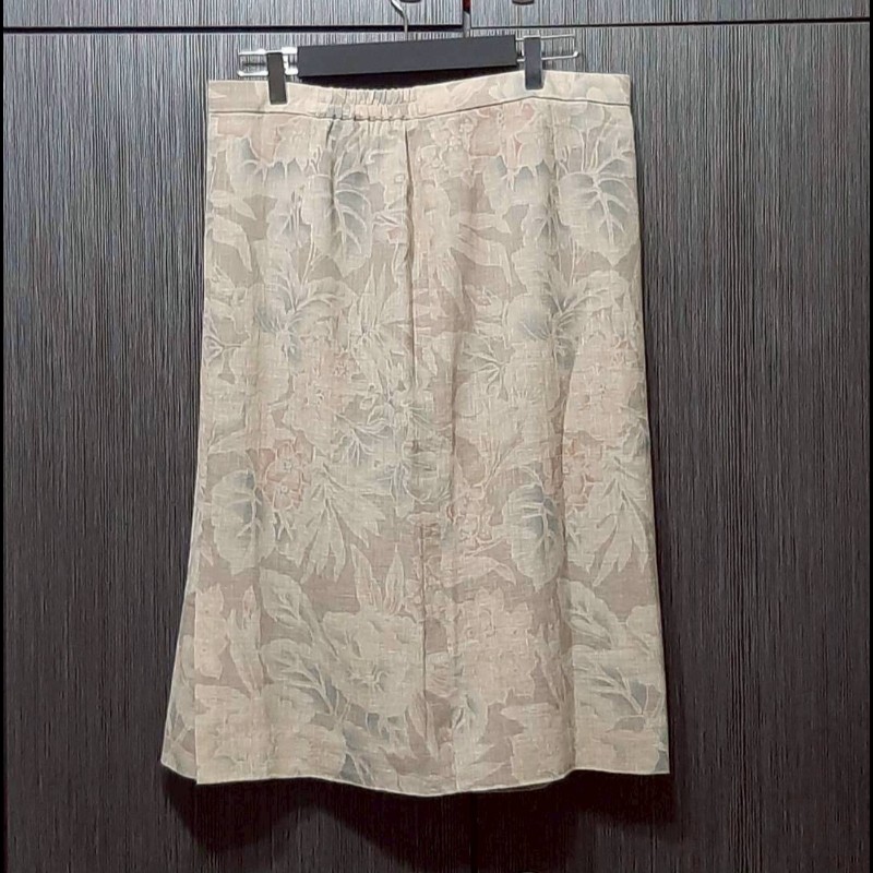 超稀有絕版BURBERRYS 博柏利 女麻料混羊毛印花半身裙19BR-0