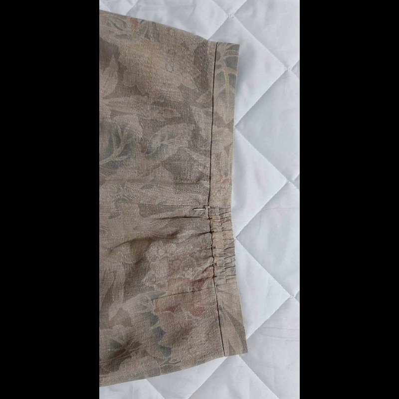 超稀有絕版BURBERRYS 博柏利 女麻料混羊毛印花半身裙19BR-3