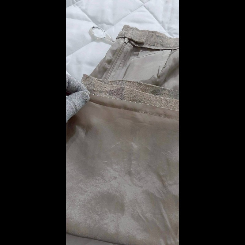 超稀有絕版BURBERRYS 博柏利 女麻料混羊毛印花半身裙19BR-6