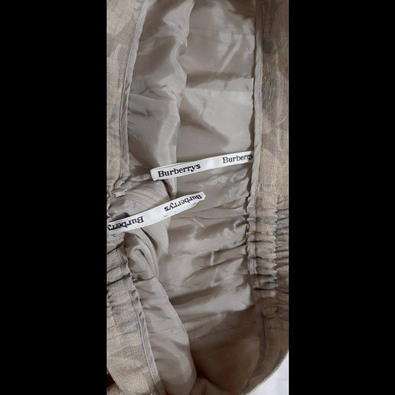 超稀有絕版BURBERRYS 博柏利 女麻料混羊毛印花半身裙19BR-7