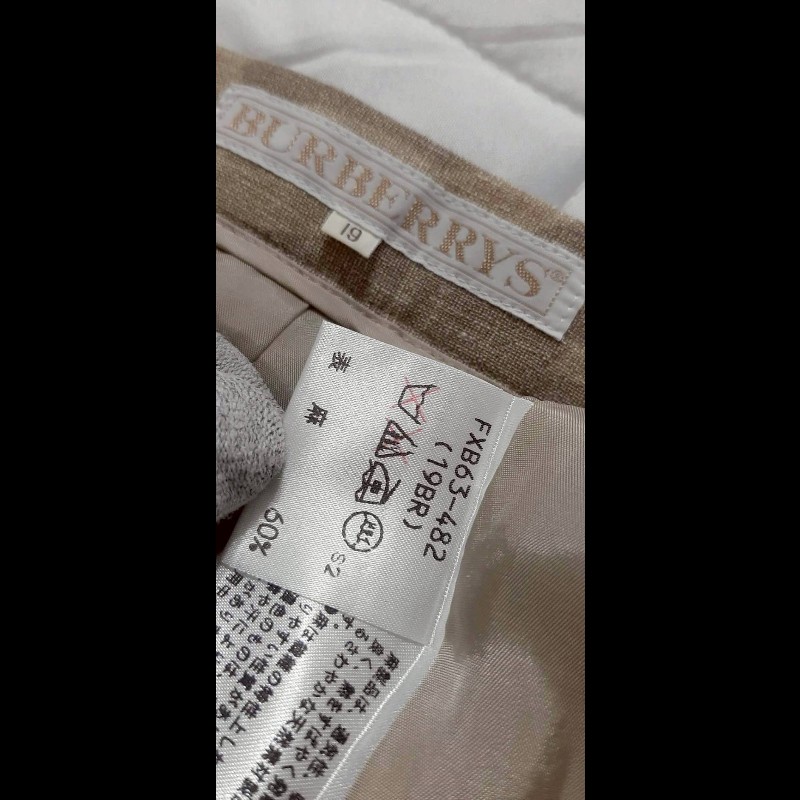 超稀有絕版BURBERRYS 博柏利 女麻料混羊毛印花半身裙19BR-8