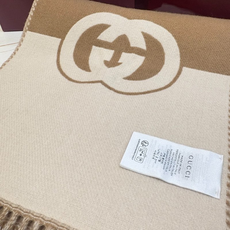 *SHIHNA名牌精品* GUCCI Interlocking G 羊毛和羊絨圍巾-5