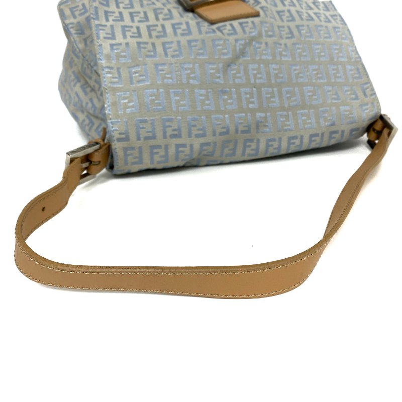 ☆ Fendi 芬迪 Light Blue Zucchino Canvas Mamma Baguette Shoulder Bag 淺藍色老花法棍肩背袋 - 257022489-6