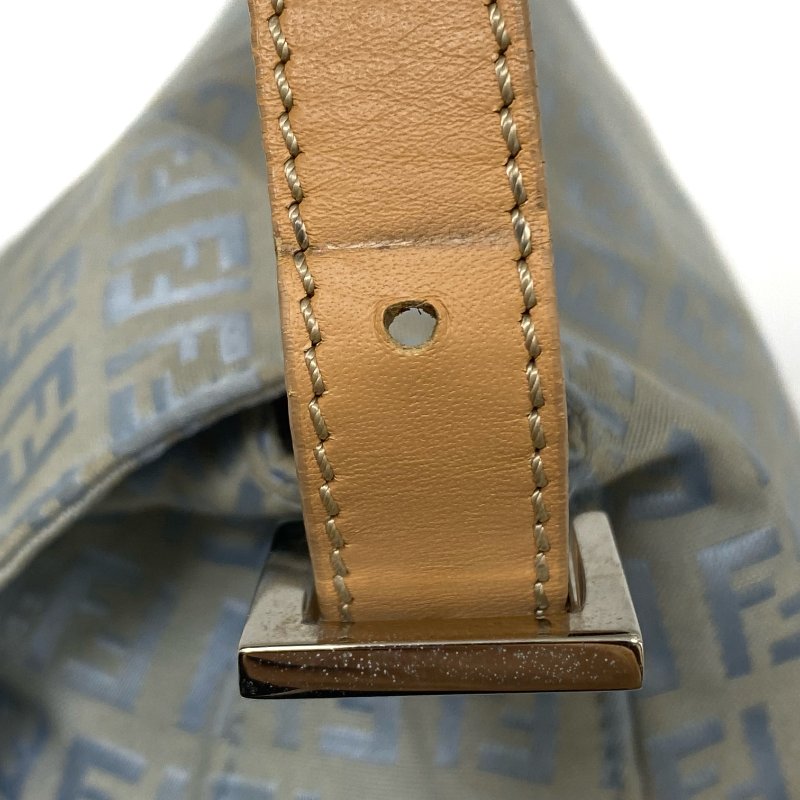 ☆ Fendi 芬迪 Light Blue Zucchino Canvas Mamma Baguette Shoulder Bag 淺藍色老花法棍肩背袋 - 257022489-7