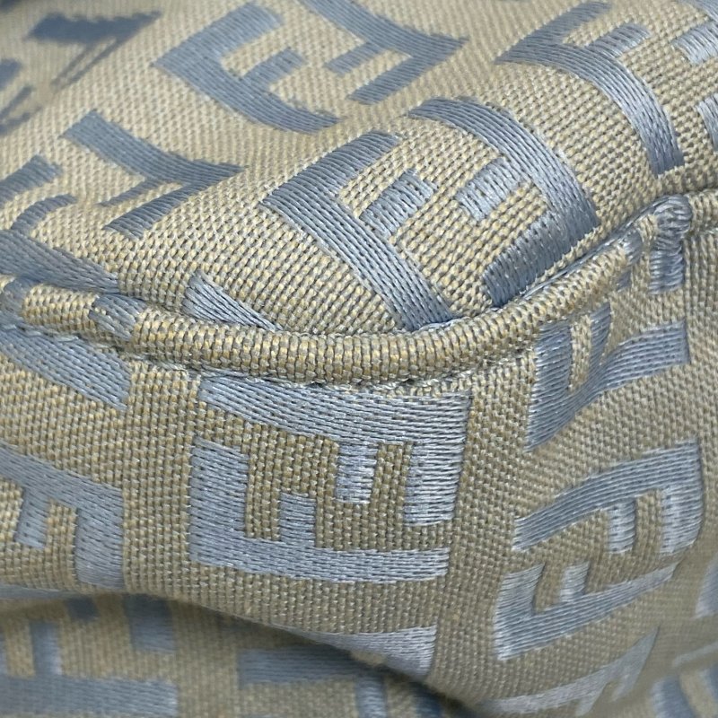 ☆ Fendi 芬迪 Light Blue Zucchino Canvas Mamma Baguette Shoulder Bag 淺藍色老花法棍肩背袋 - 257022489-9