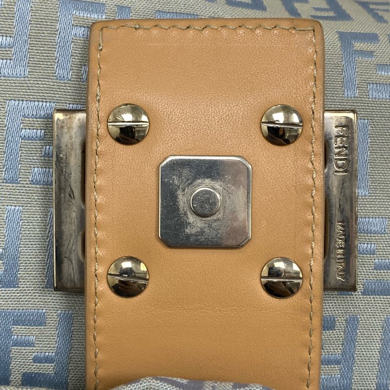 ☆ Fendi 芬迪 Light Blue Zucchino Canvas Mamma Baguette Shoulder Bag 淺藍色老花法棍肩背袋 - 257022489-12