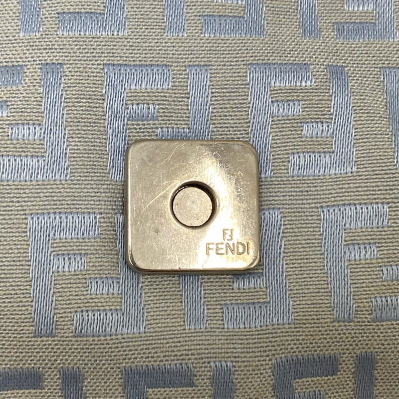 ☆ Fendi 芬迪 Light Blue Zucchino Canvas Mamma Baguette Shoulder Bag 淺藍色老花法棍肩背袋 - 257022489-13