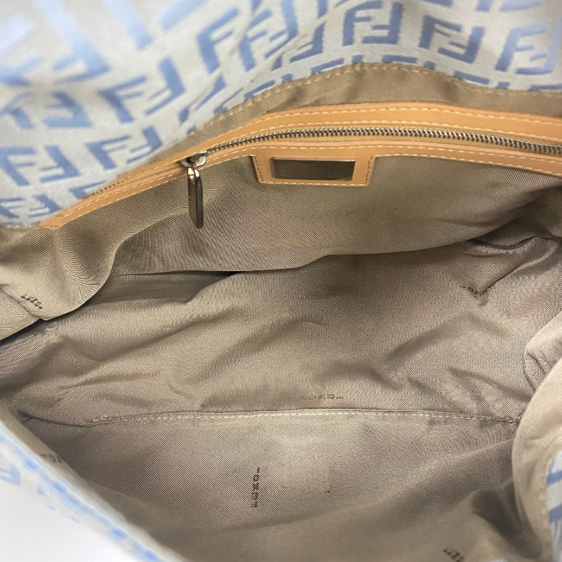 ☆ Fendi 芬迪 Light Blue Zucchino Canvas Mamma Baguette Shoulder Bag 淺藍色老花法棍肩背袋 - 257022489-14