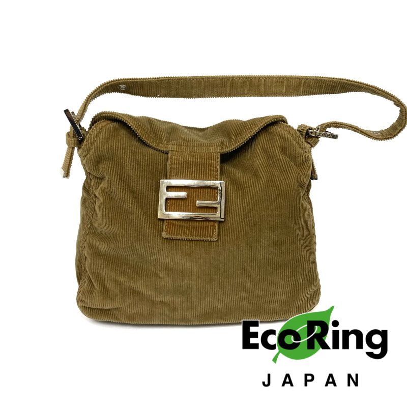 ☆ Fendi 芬迪 Brown Corduroy Mamma Shoulder Bag 啡色燈芯絨肩背袋 - 257022488-0
