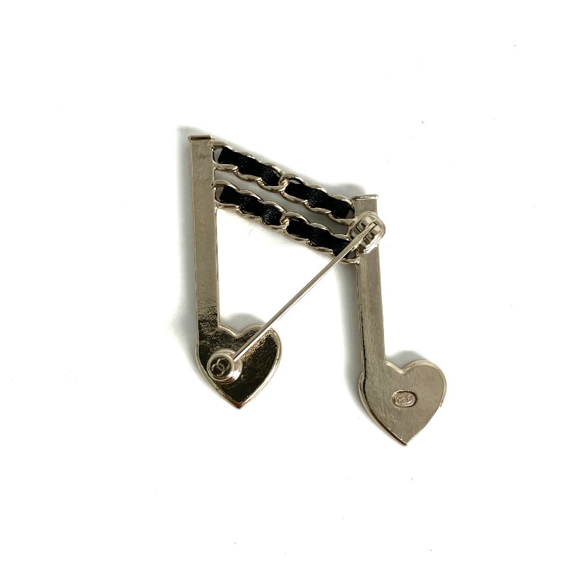 ☆Chanel香奈兒 Gold Tone Metal Heart Musical Note Brooch L24A 金色金屬心型音符胸針 L24A -257021388-5