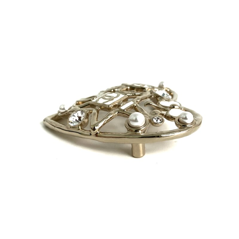 ☆Chanel香奈兒 Gold Tone Metal Faux Pearl Heart Brooch L25P 金色金屬仿珍珠心形胸針 L25P -257021392-2