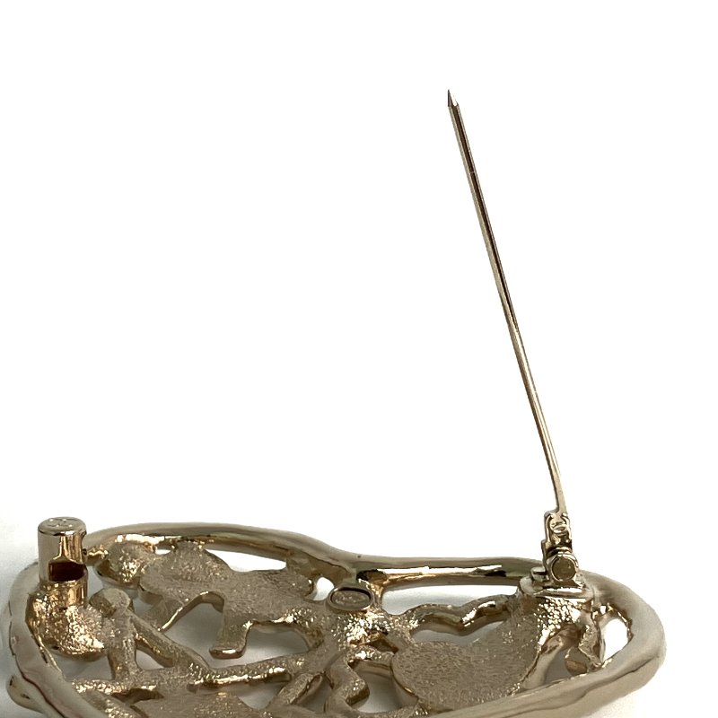 ☆Chanel香奈兒 Gold Tone Metal Faux Pearl Heart Brooch L25P 金色金屬仿珍珠心形胸針 L25P -257021392-6