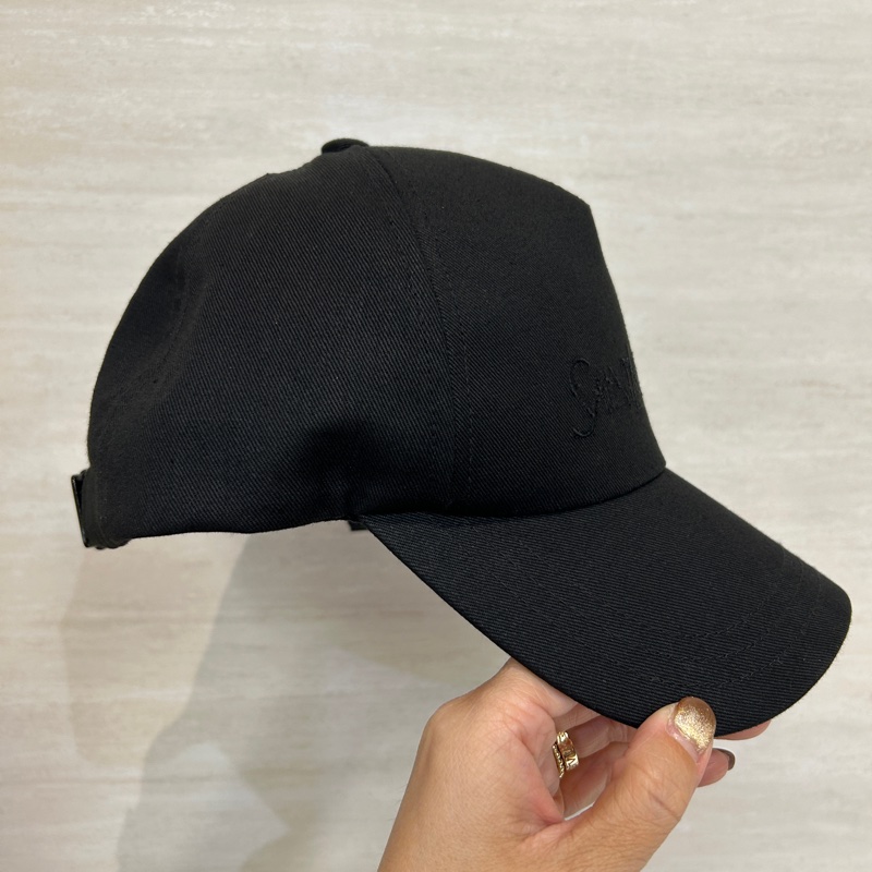 YSL 黑棉質SAINT LAURENT刺繡字體棒球帽-2