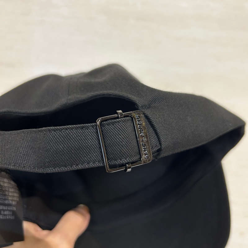 YSL 黑棉質SAINT LAURENT刺繡字體棒球帽-4
